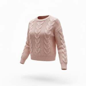 Vintage American Eagle Women's Pink Cable Knit Crew Neck Pullover Sweater Small